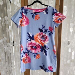 Joules Midi Summer Picnic Garden Party Dress US 14 100% Cotton Floral Classic